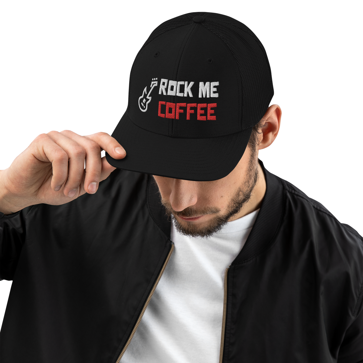 ROCK ME COFFEE/GUITAR - Trucker Cap
