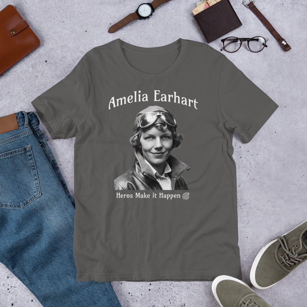 Amelia Earhart - Heros Make it Happen - Unisex t-shirt