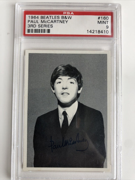 Paul McCartney - 1964 BEATLES B&W 3RD SERIES #160 PSA 9