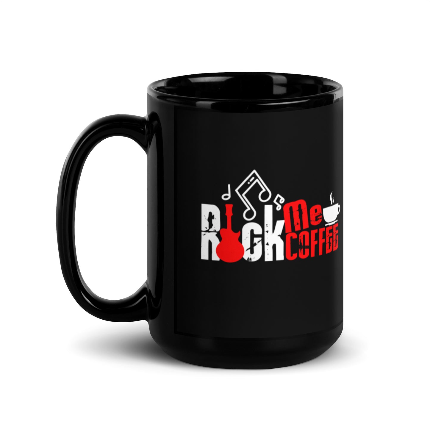 ROCK ME COFFEE - Black Glossy Mug
