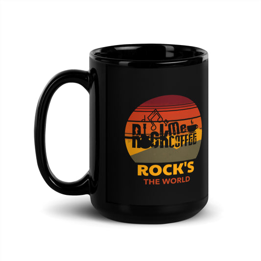 ROCK THE WORLD - Black Glossy Mug